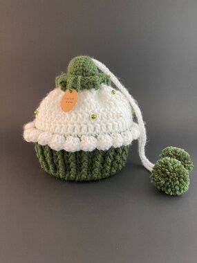 Crochet bag handbag pouch drawstring cupcake